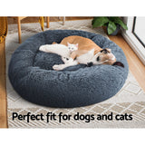 Large Cat/Dog Soft Plush Bed Dark Grey - 90cm