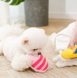 Dog Cuddly Toy Slipper Shape Pink Stripes