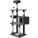 Large Grey Cat Tree Tower Condo with Scratching Post Bed