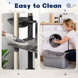 Large Grey Cat Tree Tower Condo with Scratching Post Bed