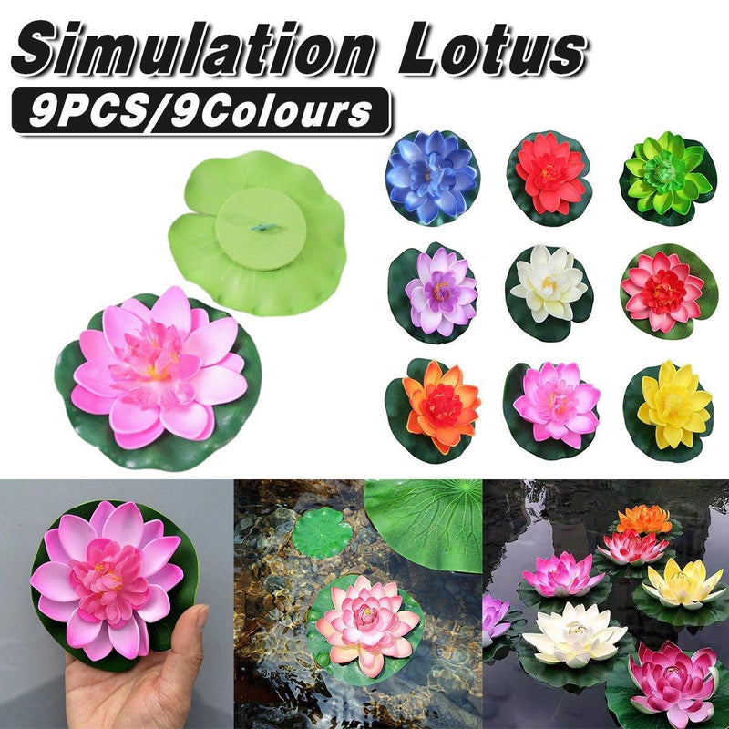9 pcs Simulation Lotus Flowers Fish Tank Decoration