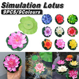 9 pcs Simulation Lotus Flowers Fish Tank Decoration
