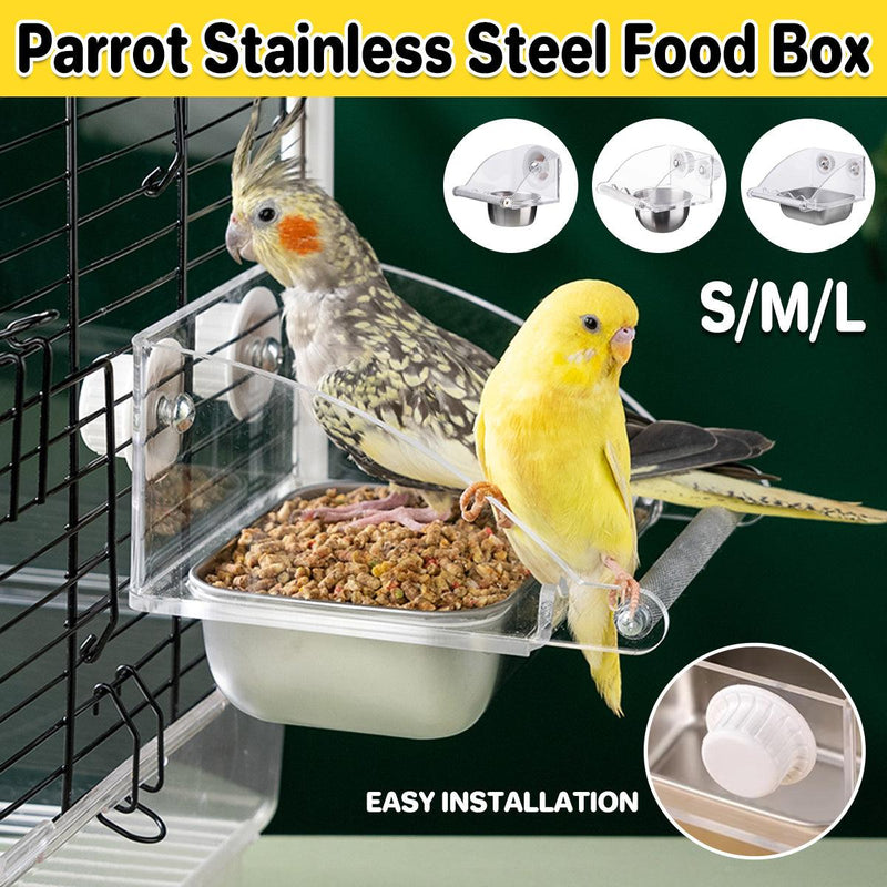 Stainless Steel Hanging Dish for Pet Birds L