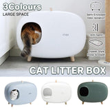 Cat Litter Box Semi-closed White