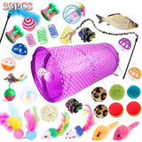 33PCS Cat Toy with Tunnel Balls Mice Teaser Wands
