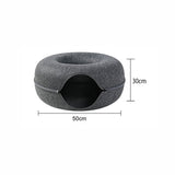 Felt Cat Tunnel Bed Donut for Kittens and Small Pets 50x30cm - Dark Grey