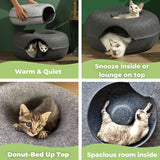Felt Cat Tunnel Bed Donut for Kittens and Small Pets 50x30cm - Dark Grey