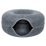 Felt Cat Tunnel Bed Donut for Kittens and Small Pets 50x30cm - Dark Grey