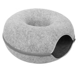 Felt Cat Tunnel Bed Donut for Kittens and Small Pets 50x30cm - Dark Grey