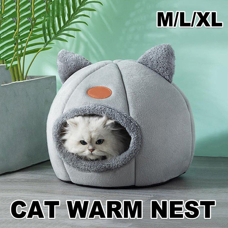 Cat Bed Winter Warm Enclosed Pet House for Cold Weather - XL