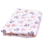Medium Size Paw Print Cat Dog Fleece Soft Blanket Bed Cushion - Pink