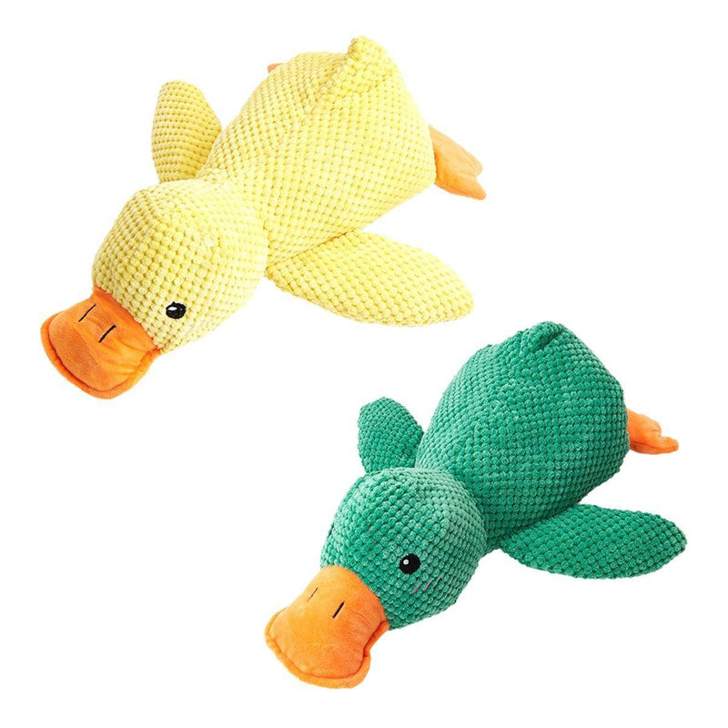 Plush Cartoon Duck Dog Interactive Squeaky Pet Toy Yellow