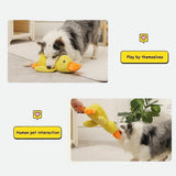 Plush Cartoon Duck Dog Interactive Squeaky Pet Toy Yellow