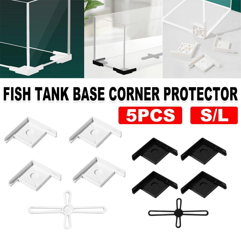 5pcs Plastic Fish Tank Base Bracket Corner Guard White-L