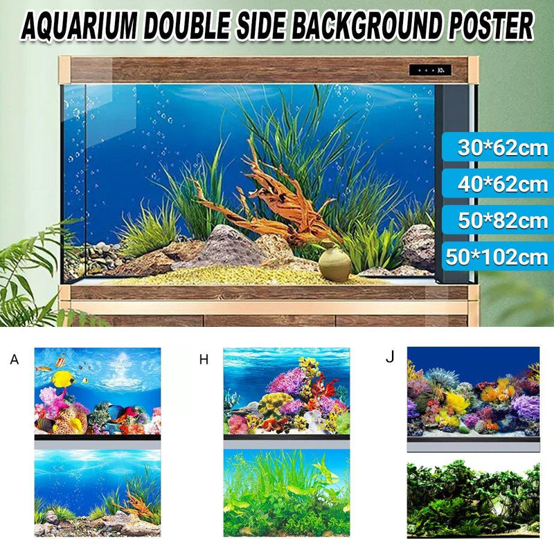 Aquarium Background Fish Tank Wallpaper Double Sided J-30cmx62cm