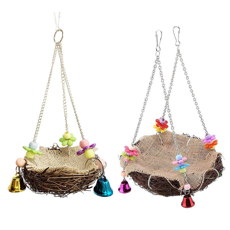 Bird Parrot Swing Stand Rattan Nest