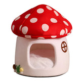 Winter Mushroom Cat House Cozy Sleeping Pet