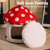 Winter Mushroom Cat House Cozy Sleeping Pet