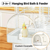 3in1 Parrot Bath Basin Bird Feeder Water Bowl