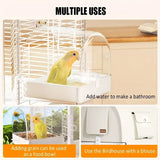 3in1 Parrot Bath Basin Bird Feeder Water Bowl