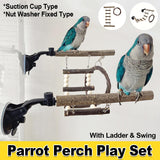 Wooden Parrot Stand Climbing Ladder Swing Toy