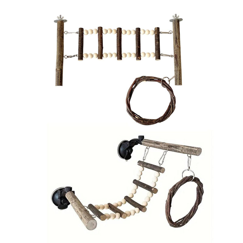Wooden Parrot Stand Climbing Ladder Swing Toy