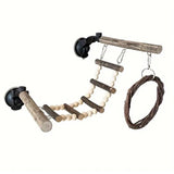 Wooden Parrot Stand Climbing Ladder Swing Toy