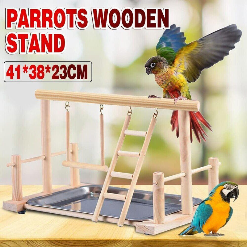 Wooden Bird Playground Ladder Perch Gym