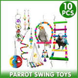 10 pcs Parrot Toys Set - Swing Ladder Chew Bell Toys