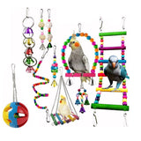 10 pcs Parrot Toys Set - Swing Ladder Chew Bell Toys