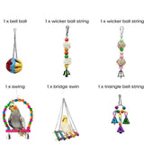 10 pcs Parrot Toys Set - Swing Ladder Chew Bell Toys