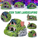 Resin Grass House Aquarium Ornament