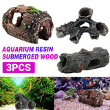 3 pcs Aquarium Resin Decoration - Submerged Wood Cave