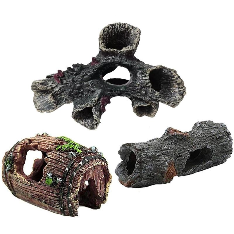 3 pcs Aquarium Resin Decoration - Submerged Wood Cave
