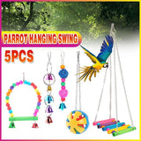 5PCS Hanging Parrot Toys Set with Swings and Ladders