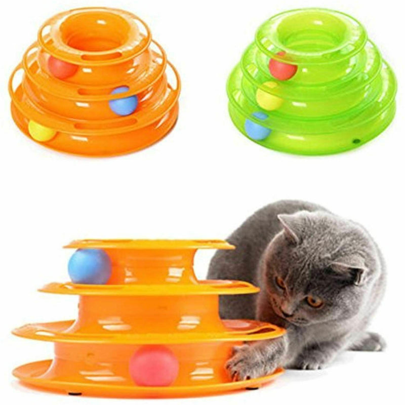 Funny Cat Toy Plastic Tower Interactive Track Ball Playing Game