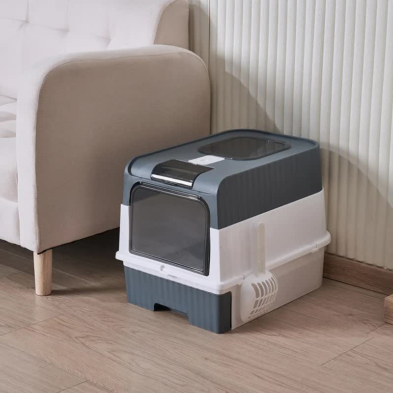 Large Enclosed Cat Litter Box with Drawer and Scoop