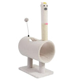 Interactive Cat Tunnel & Scratching Post with Spring Toy white