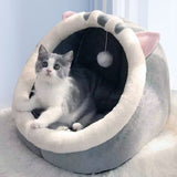 Gray Half-Enclosed Cat Bed