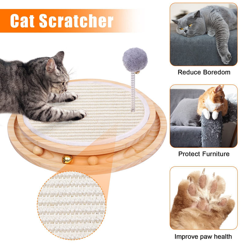 Wooden Interactive Cat Toy – Spinning Track & Wand Toy