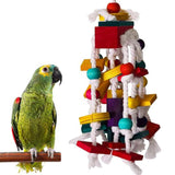 Colourful Parrot Toy with Wooden Beads, Blocks, and Cotton Rope