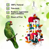 Colourful Parrot Toy with Wooden Beads, Blocks, and Cotton Rope