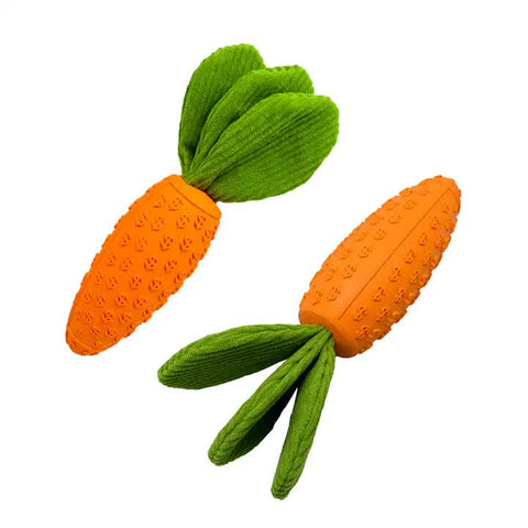 2 PCS Durable Rubber Carrot Dog Toy