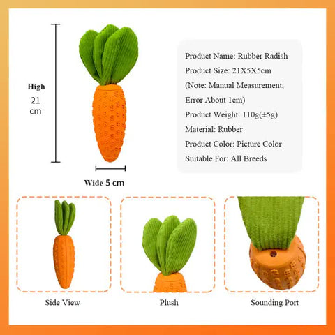 2 PCS Durable Rubber Carrot Dog Toy
