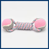 2 PCS Pink Durable Cotton Rope and Tennis Ball Dog Toy Set