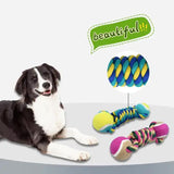2 PCS Pink Durable Cotton Rope and Tennis Ball Dog Toy Set