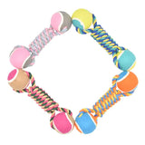 2 PCS Pink Durable Cotton Rope and Tennis Ball Dog Toy Set