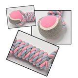 2 PCS Rose Red Durable Cotton Rope and Tennis Ball Dog Toy Set