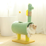 Green Dinosaur-Theme Cat Tree with Tunnel