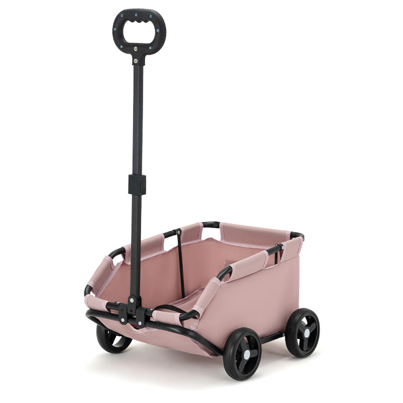 Pink Foldable Pet Travel Wagon for Small Dogs